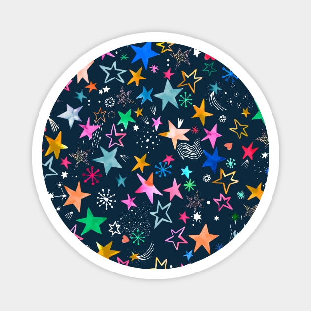 Winter Stars Multi navy Magnet by ninoladesign